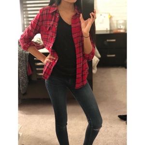 Red and navy blue flannel